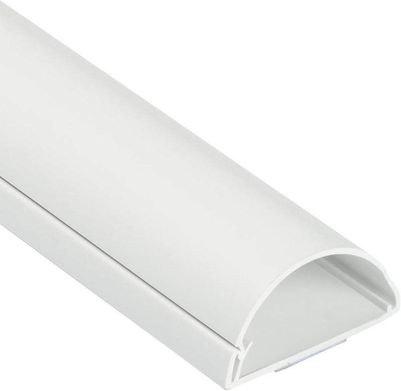 D-Line Half Round Cord Hider, Patented Cable Cover, Hide TV Wall Mount Wires, Raceway for Cords, Decorative Wire Covers, Paintable, Adhesive Cable Concealer, 1x 2in W x 1in H x 39in L, White - Image 1